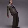 Topman Textured Suit In Brown -Daily Wardrobe Shop 206854068 4