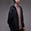 Topman Premium Heavyweight Oversized Fit Acid Wash Zip Through Hoodie In Washed Black For Men 2 Topman Premium Heavyweight Oversized Fit Acid Wash Zip Through Hoodie In Washed Black For Men -Daily Wardrobe Shop 206880380 1 washedblack