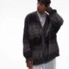 Topman Fluffy Oversized Cardigan In Black Stripe For Men -Daily Wardrobe Shop 206885082 1 black