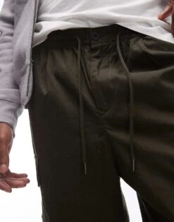 Topman Wide Leg Cargo In Khaki For Men -Daily Wardrobe Shop 206898668 3