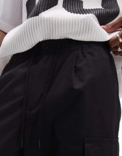Topman Wide Leg Cargo In Black For Men -Daily Wardrobe Shop 206898669 3