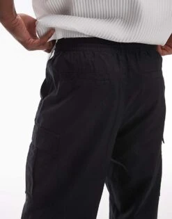 Topman Wide Leg Cargo In Black For Men -Daily Wardrobe Shop 206898669 5