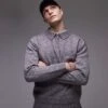 Topman Knitted Zip Polo In Grey For Men -Daily Wardrobe Shop 206907870 1 grey