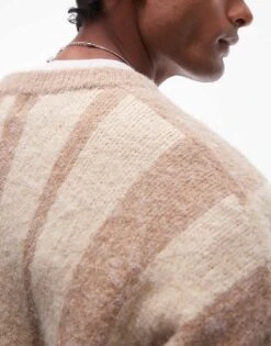Topman Ecru And Brown Colour Block Jumper For Men -Daily Wardrobe Shop 206910188 4