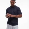 Topman Crochet Button Through Shirt In Navy For Men -Daily Wardrobe Shop 206944556 1 navy