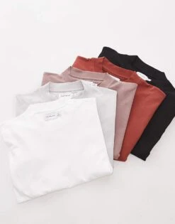 Topman 5 Pack Oversized T-shirt In Black, White, Grey, Brown And Rust For Men Multi -Daily Wardrobe Shop 206959227 1 multi 1
