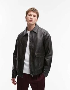 Topman Faux Leather A2 Jacket In Black For Men -Daily Wardrobe Shop 206988828 1 black 1