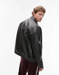 Topman Faux Leather A2 Jacket In Black For Men -Daily Wardrobe Shop 206988828 4