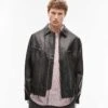 Topman Faux Leather Bomber Jacket With Wash Effect In Black For Men -Daily Wardrobe Shop 206988836 1 black