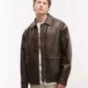 Topman Faux Leather A2 Jacket In Brown For Men -Daily Wardrobe Shop 206988853 1 brown