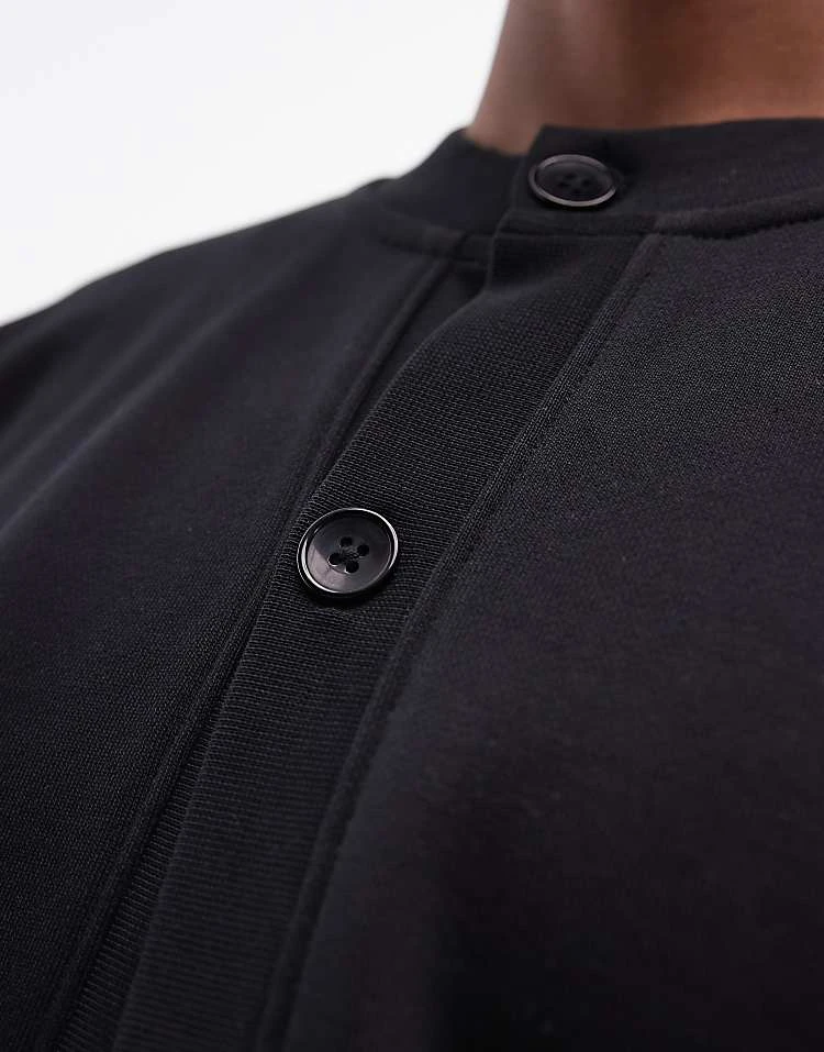 Topman Oversized Fit Crew Neck Cardigan In Black For Men Washed Black 4 Topman Oversized Fit Crew Neck Cardigan In Black For Men Washed Black - Image 2