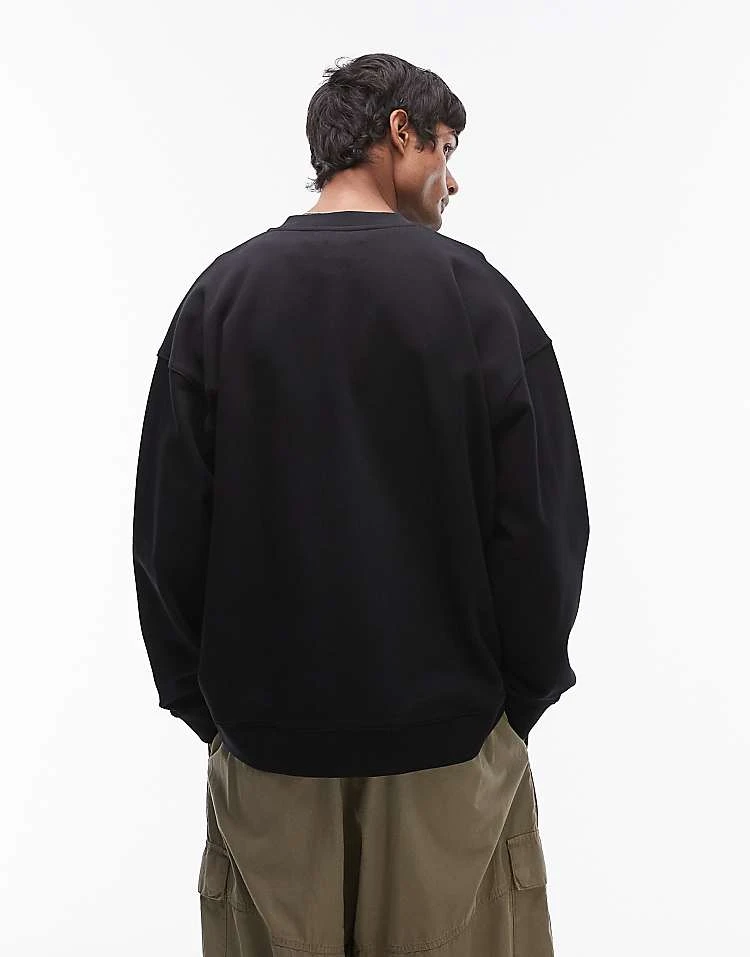 Topman Oversized Fit Crew Neck Cardigan In Black For Men Washed Black 5 Topman Oversized Fit Crew Neck Cardigan In Black For Men Washed Black - Image 3