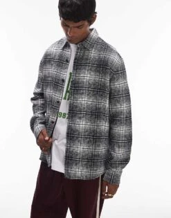 Topman Long Sleeve Brushed Check Shirt In Black For Men 11 Topman Long Sleeve Brushed Check Shirt In Black For Men -Daily Wardrobe Shop 206993676 1 black 1