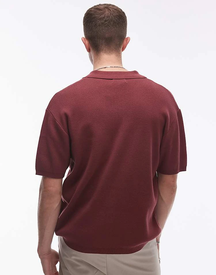 Topman Relaxed Floral Embroidered Knitted Shirt In Plum For Men 4 Topman Relaxed Floral Embroidered Knitted Shirt In Plum For Men - Image 2