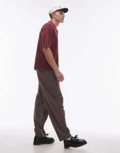 Topman Button Through Crochet Shirt In Plum For Men -Daily Wardrobe Shop 207000084 4