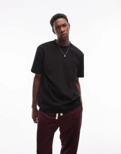 Topman Premium Heavyweight Oversized Fit T-shirt 300gsm In Black For Men - M - Chest 40, BLACK