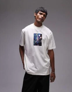 Topman Oversized Fit T-shirt With Tokyo Street Print In Washed Stone For Men 9 Topman Oversized Fit T-shirt With Tokyo Street Print In Washed Stone For Men -Daily Wardrobe Shop 207059892 3
