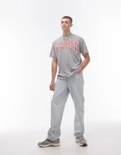 Topman Premium Oversized Fit T-shirt With Los Angeles Print In Grey Marl For Men -Daily Wardrobe Shop 207059938 3