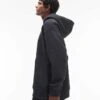 Topman Oversized Fit Hoodie With Floral Embroidery In Washed Black For Men