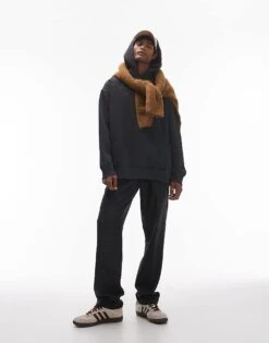 Topman Oversized Fit Hoodie With Floral Embroidery In Washed Black For Men 9 Topman Oversized Fit Hoodie With Floral Embroidery In Washed Black For Men -Daily Wardrobe Shop 207064105 3