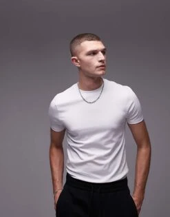 Topman Muscle Fit T-shirt In White For Men