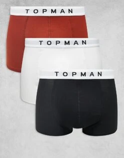 Topman 3 Pack Trunks In Black, White And Red For Men Multi