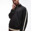 Topman Oversized Fit 1/4 Zip Funnel With Tape Detail In Black For Men 2 Topman Oversized Fit 1/4 Zip Funnel With Tape Detail In Black For Men -Daily Wardrobe Shop 207123222 1 black