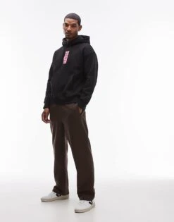 Topman Oversized Fit Hoodie With Raffle Ticket Print In Black For Men -Daily Wardrobe Shop 207131697 3