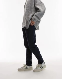 Topman Slim Chino Trousers In Navy For Men -Daily Wardrobe Shop 207135730 3