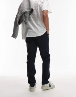Topman Slim Chino Trousers In Navy For Men -Daily Wardrobe Shop 207135730 5