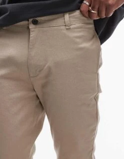 Topman Skinny Chino Trousers In Stone For Men -Daily Wardrobe Shop 207135746 3