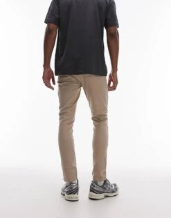 Topman Skinny Chino Trousers In Stone For Men -Daily Wardrobe Shop 207135746 5