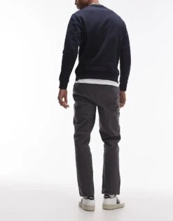 Topman Straight Chino Trousers In Charcoal For Men -Daily Wardrobe Shop 207140896 4