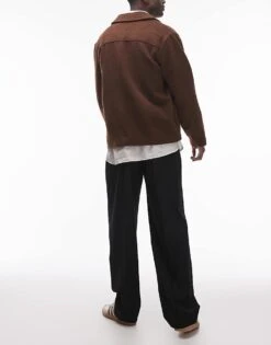 Topman Smart Wide Leg Pleated Trousers In Black For Men -Daily Wardrobe Shop 207144808 3