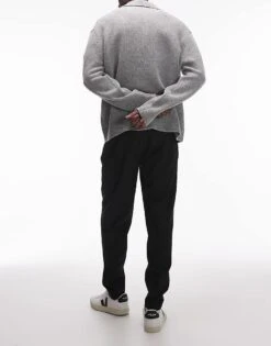 Topman Smart Tapered Trousers In Black For Men -Daily Wardrobe Shop 207144824 3