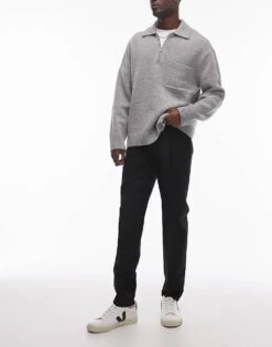 Topman Smart Tapered Trousers In Black For Men -Daily Wardrobe Shop 207144824 4