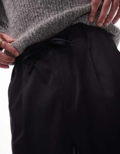 Topman Wide Leg With Elasticated Tie Waist Trousers In Navy For Men -Daily Wardrobe Shop 207144840 3