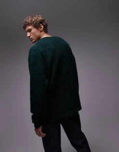 Topman Relaxed Cardigan In Green With Floral Jacquard Pattern For Men 9 Topman Relaxed Cardigan In Green With Floral Jacquard Pattern For Men -Daily Wardrobe Shop 207185179 3