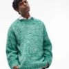 Topman Relaxed Fit Jumper In Green Marl For Men 2 Topman Relaxed Fit Jumper In Green Marl For Men -Daily Wardrobe Shop 207185209 1 greenmarl