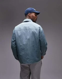 Topman Lightweight Ripstop Jacket In Blue For Men -Daily Wardrobe Shop 207213843 4