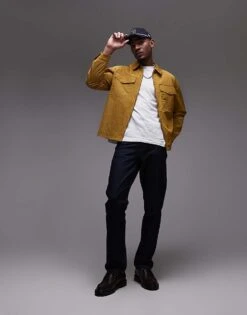 Topman Lightweight Ripstop Jacket In Mustard For Men -Daily Wardrobe Shop 207213889 4