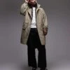 Topman Lightweight Ripstop Parka Jacket In Khaki For Men -Daily Wardrobe Shop 207213906 1 khaki