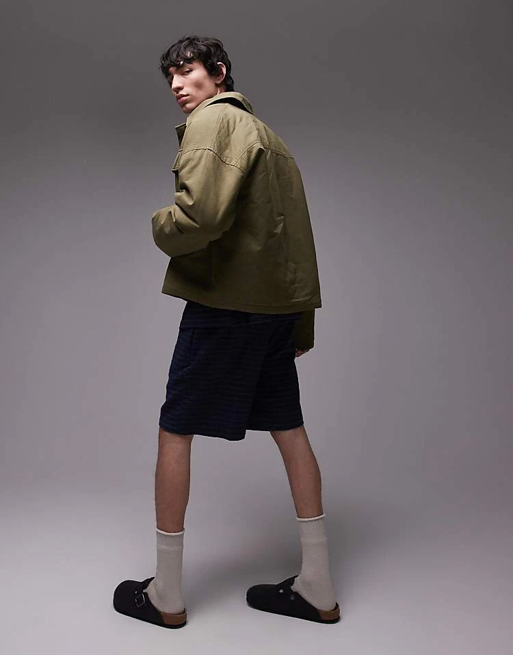 Topman Harrington Jacket With Double Chest Pockets In Khaki For Men 6 Topman Harrington Jacket With Double Chest Pockets In Khaki For Men - Image 4