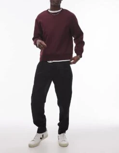 Topman Smart Cotton Tapered Trousers In Black For Men -Daily Wardrobe Shop 207235223 1 black 1