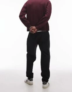 Topman Smart Cotton Tapered Trousers In Black For Men -Daily Wardrobe Shop 207235223 3
