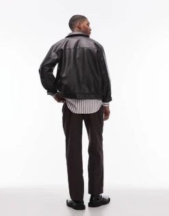 Topman Smart Cotton Wide Leg Trousers In Brown For Men -Daily Wardrobe Shop 207235224 4