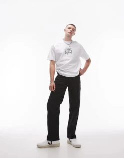 Topman Straight Jeans In Black For Men