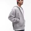Topman Oversized Fit Full Zip Hoodie In Grey For Men -Daily Wardrobe Shop 207268906 1 grey