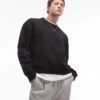 Topman Boxy Fit Sweatshirt In Black For Men -Daily Wardrobe Shop 207280851 1 black