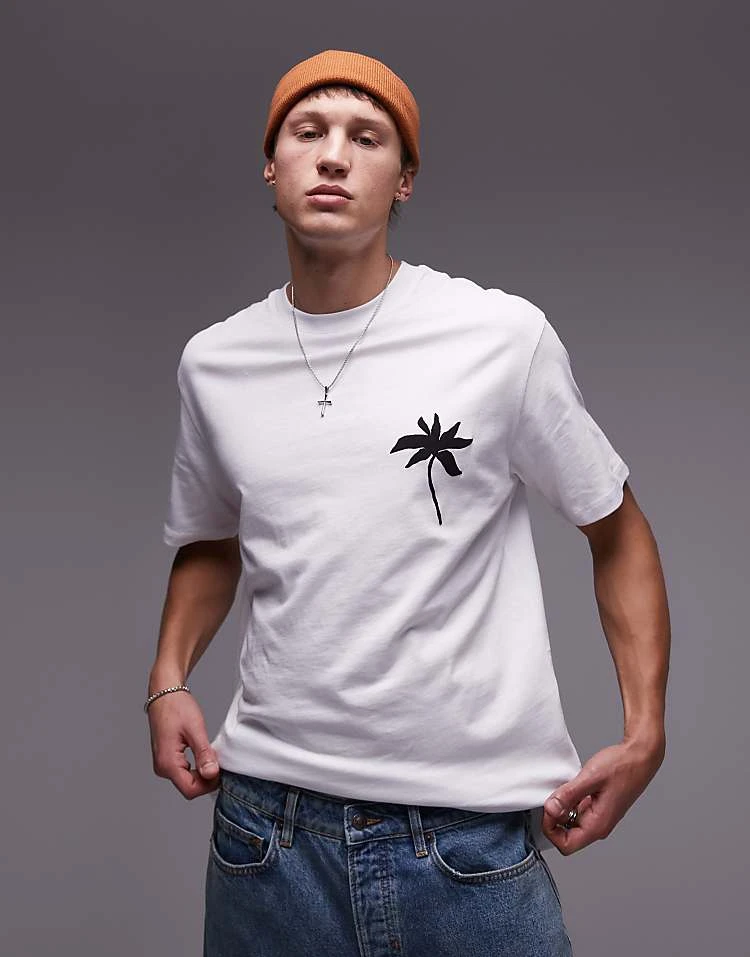 Topman Oversized Fit T-shirt With Black Vase Block Print In White For Men 5 Topman Oversized Fit T-shirt With Black Vase Block Print In White For Men - Image 3